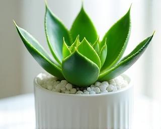 Glassy Haworthia in white quartz