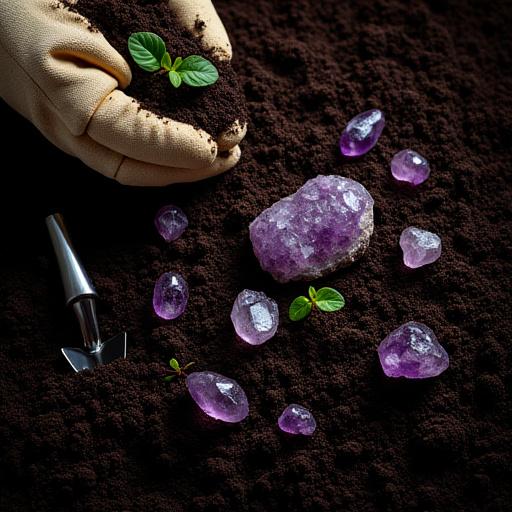 Rich mineral soil and crystal gardening tools